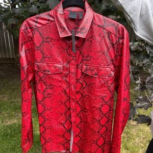 Mens faux leather python red blazer